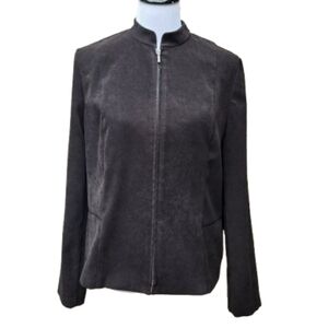 JM Collection Black Lightweight Jacket Full Zip Mockneck Solid